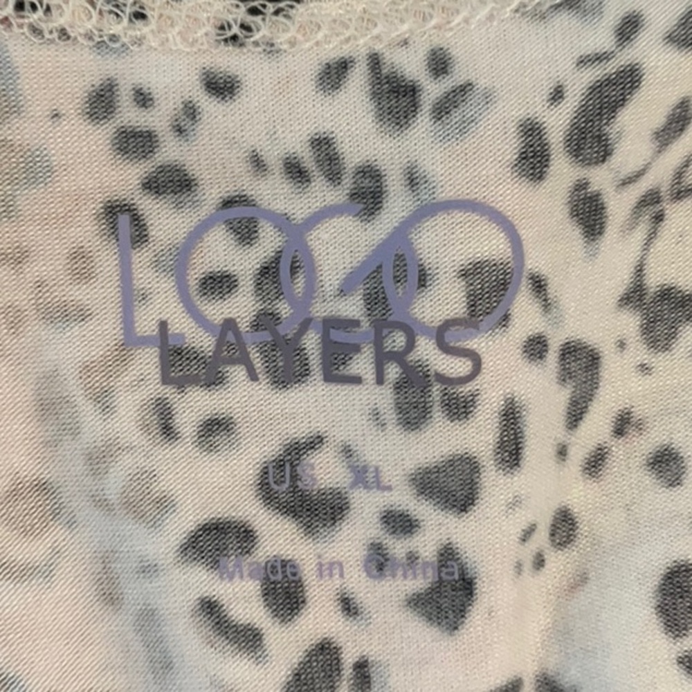 LOGO LAYERS ANIMAL PRINT TUNIC LENGTH PLEATED RUFFLES SIZE XL NWOT - Picture 3 of 3